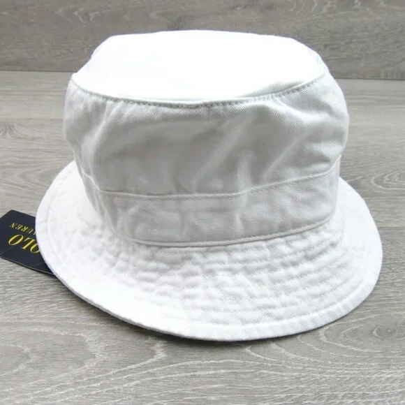 Polo Ralph Lauren Embroidered Bear Bucket Hat Adult Size S/M White NEW - Picture 5 of 11